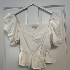Wayf Short Ruffled Sleeve Floral Top